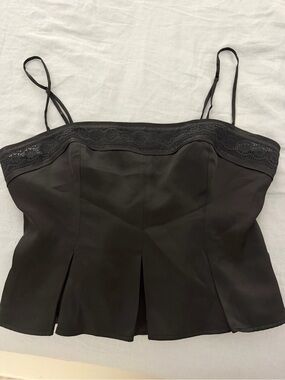 Reformation Black Satin Meryl top 
Stunning
Size 10